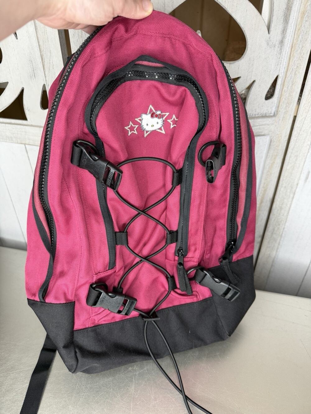 RARE Vintage Backpack 2002 Sanrio Hello Kitty Bag HTF Pink Black Carry All